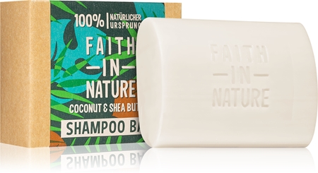 Faith In Nature Coconut & Shea Butter champô sólido orgânico proporciona hidratação e brilho