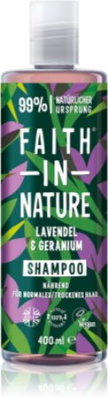 Faith In Nature Lavender & Geranium φυσικό σαμπουάν για κανονικά έως ξηρά μαλλιά