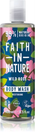 Faith In Nature Wild Rose gel douche naturel pour restaurer la barrière cutanée
