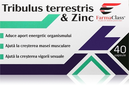 FarmaClass Industry  Tribulus terrestris & zinc capsule pentru susținerea potenței și a vitalității