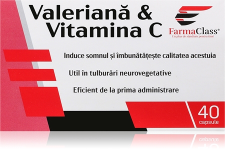 FarmaClass Industry Valeriana & vitamina C capsule pentru atenuarea tulburărilor de somn și a tensiunii nervoase