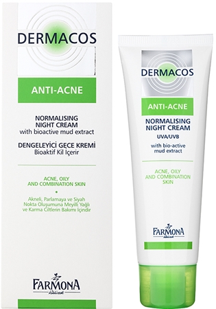 Farmona Dermacos Anti-Acne creme normalizante de noite para reduzir a produção de sebo