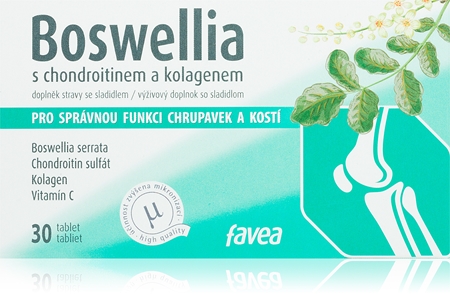 FAVEA Boswellia s chondroitínom a kolagénom tablety pre správnu funkciu chrupaviek a kostí