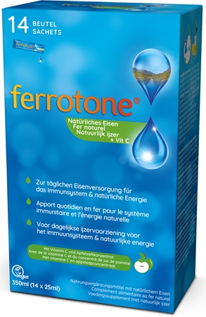 FERROTONE® Natural source of iron with vitamin C Suukaudne lahus sisaldab rauda