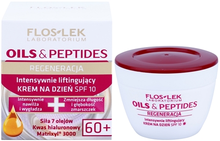 FlosLek Laboratorium Oils & Peptides Regeneration 60+ crema intensiva con efecto lifting SPF 10