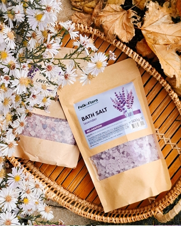 Folk & Flora Lavender relaxačná kúpeľová soľ