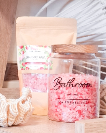 Folk & Flora Raspberry & Rose sol za kupku