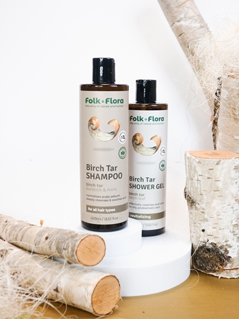 Folk & Flora Birch Tar Attīrošs šampūns sausai un niezošai ādai