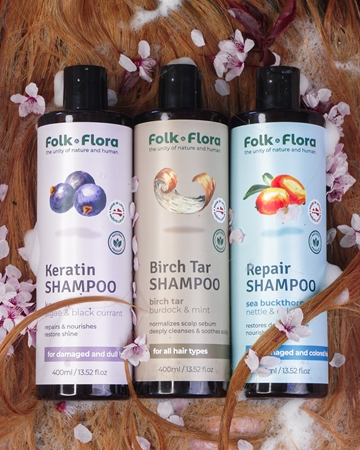 Folk & Flora Blackcurrant szampon odbudowujący włosy o działaniu odżywczym