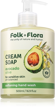 Folk & Flora Avocado & Olive tekući sapun za osjetljivu kožu
