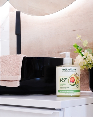 Folk & Flora Avocado & Olive Flydende sæbe til sensitiv hud