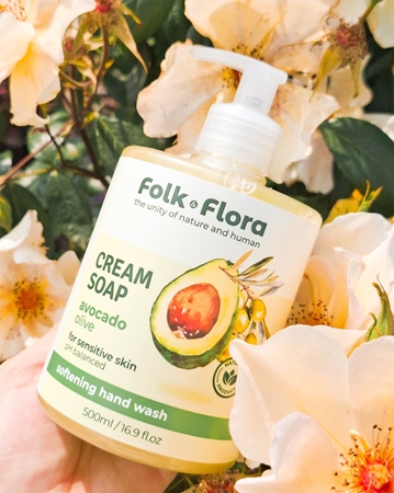 Folk & Flora Avocado & Olive Flydende sæbe til sensitiv hud