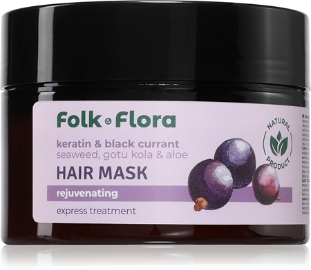Folk & Flora Keratin & Black Currant regeneruojamoji plaukų kaukė