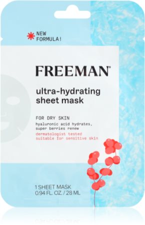 Freeman Essentials Hyaluronic Acid & Super Berries Máscara em folha com efeito hidratante para pele seca