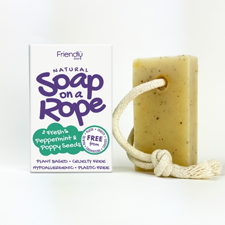 Friendly Soap Soap on a Rope Peppermint & Poppy Seeds Natural Soap on a string