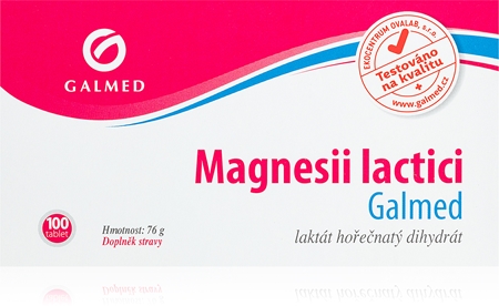 Galmed Magnesii lactici s obsahem hořčíku tablety pro podporu zdraví kostí a zubů
