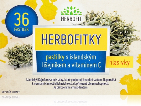 Galmed Herbofitky islandský lišejník + vitamín C pastilky proti bolesti v krku, suchému kašli a chrapotu