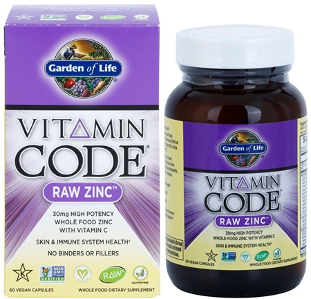 Garden of Life Vitamin Code RAW Zinc kapsułki dla wzmocnienia układu odpornościowego i zębów oraz na piękne włosy, paznokcie i skórę