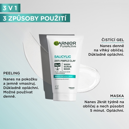 Garnier Pure Active čisticí peeling 3 v 1