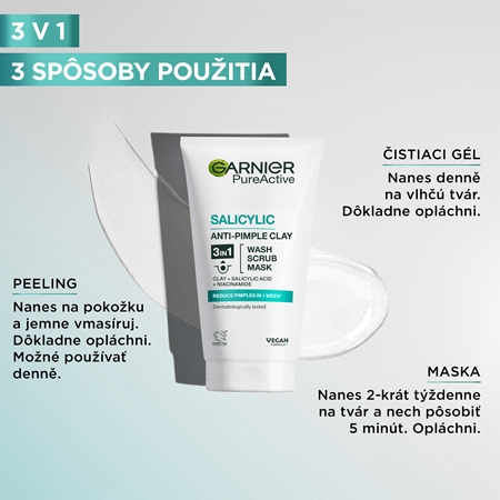 Garnier Pure Active čistiaci peeling 3 v 1