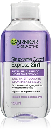 Garnier Skin Active desmaquillante bifásico para ojos sensibles y para fortalecer las pestañas 2 en 1
