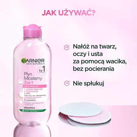 Garnier Skin Naturals Płyn Micelarny 3w1 woda micelarna dla cery wrażliwej