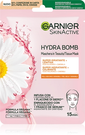 Garnier Textil Masks Hydra Bomb Máscara em folha com efeito calmante