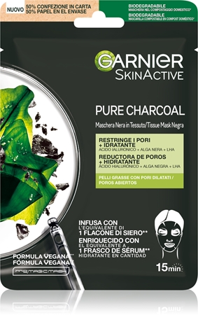 Garnier Skin Naturals Pure Charcoal černá textilní maska s extraktem z černého čaje