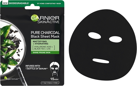 Garnier Skin Naturals Pure Charcoal černá textilní maska s extraktem z černého čaje