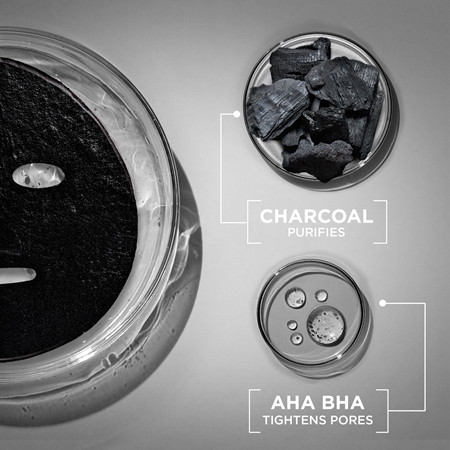 Garnier Textil Masks AHA+BHA Charcoal Moisturising face sheet mask with activated charcoal