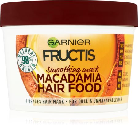 Garnier Fructis Macadamia Hair Food mască de netezire pentru păr indisciplinat