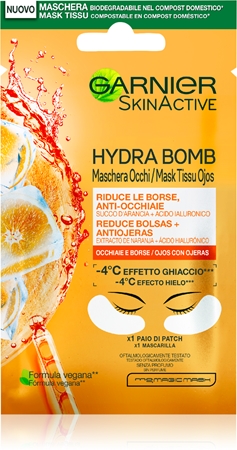 Garnier Textil Masks Hydra Bomb máscara para o contorno dos olhos com ácido hialurónico