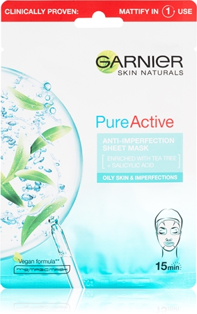 Garnier Skin Naturals Pure Active plátýnková maska s čisticím efektem