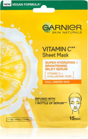 Garnier Skin Naturals Vitamin C máscara em filme com efeito hidratante e iluminador com vitamina C