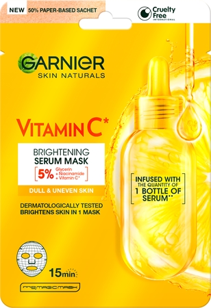 Garnier Skin Naturals Vitamin C maseczka w płachcie o działaniu rozjaśniającym i nawilżającym z witaminą C