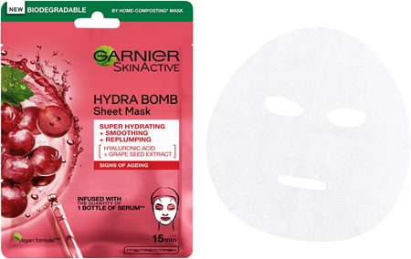 Garnier Skin Active Hydra Bomb maschera lisciante in tessuto