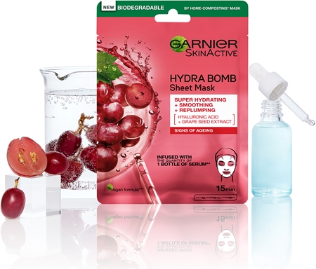 Garnier Skin Active Hydra Bomb maschera lisciante in tessuto