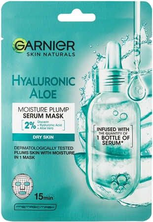 Garnier Textil Masks Hyaluronic Aloe Feuchtigkeitsspendende Tuchmaske mit Aloe Vera