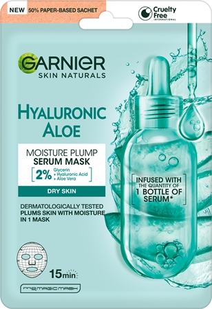 Garnier Textil Masks Hyaluronic Aloe maska nawilżająca w płacie z aloesem