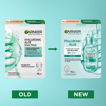 Garnier Textil Masks Hyaluronic Aloe hidratáló gézmaszk aloe verával