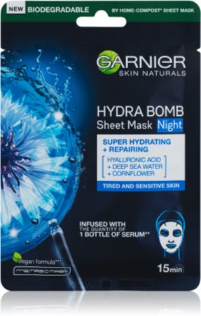 Garnier Skin Naturals Hydra Bomb Máscara em folha com efeito nutritivo para a noite
