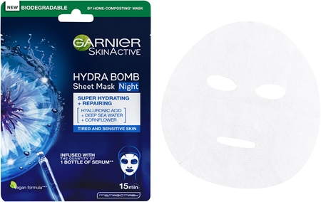 Garnier Textil Masks Hydra Bomb Moisturising face sheet mask night