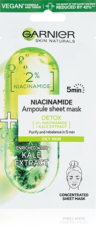 Garnier Skin Active Ampoule Sheet Mask maschera in tessuto detergente e rinfrescante