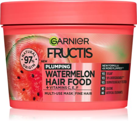 Memoria Hecho de enjuague Garnier Fructis Watermelon Hair Food mascarilla para cabello fino y lacio |  notino.es