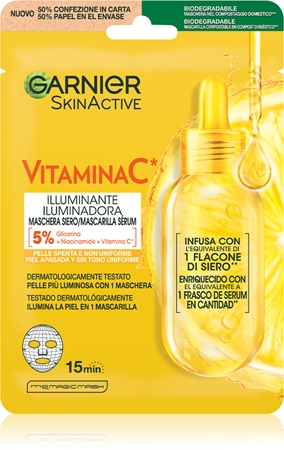 Garnier Skin Active Vitamina C maschera in tessuto illuminante e idratante con vitamina C