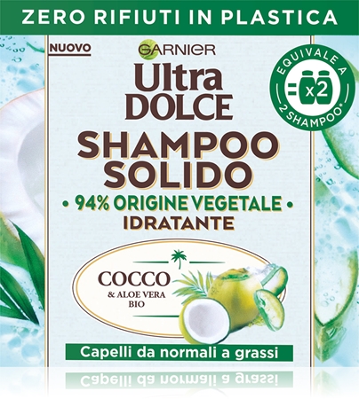 Garnier Ultra Doux Coconut Water Barra de champú para el cabello normal hasta graso
