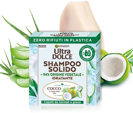 Garnier Ultra Doux Coconut Water Barra de champú para el cabello normal hasta graso
