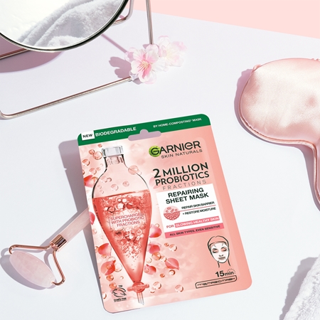 Garnier Skin Naturals máscara facial em folha descartável com probióticos