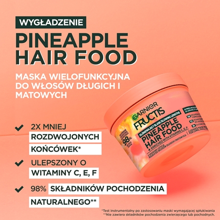Garnier Fructis Pineapple Hair Food maska do włosów na rozdwojone końcówki włosów