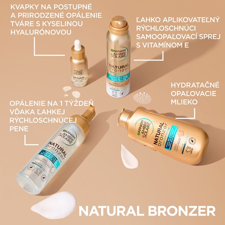 Garnier Ambre Solaire Natural Bronzer samoopaľovacie kvapky na tvár